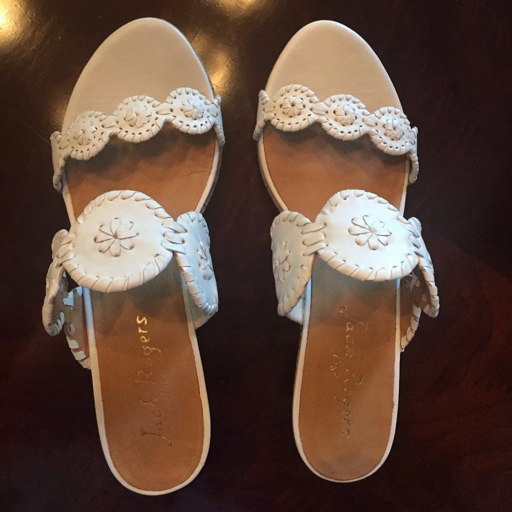 JACK ROGERS Lauren Cork Wedge Sandal White 8.5